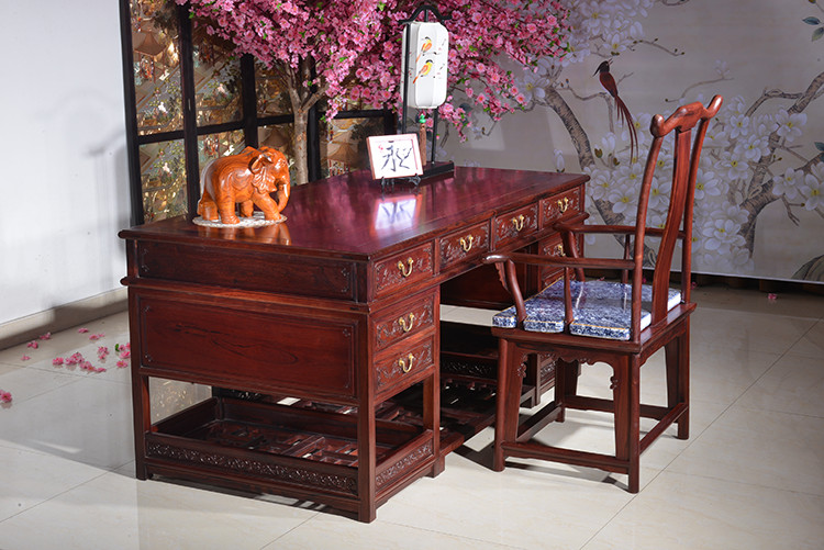 老挝红酸枝办公桌商业高端家具红木家具公司供应
