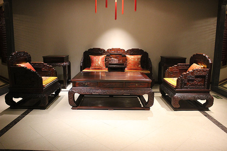 专业红木产业基地老挝大红酸枝（交趾黄檀）沙发组合