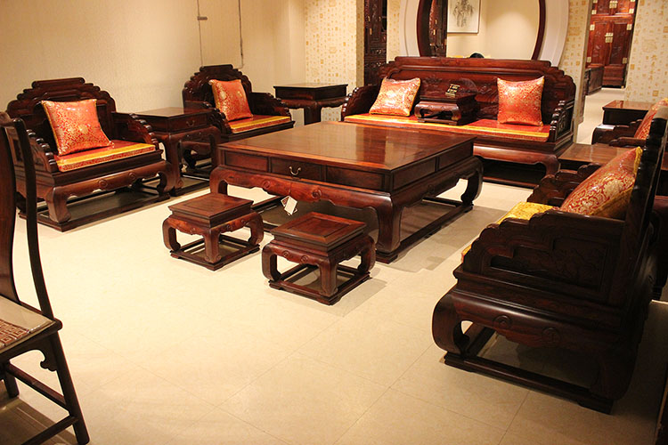 古典风系列老挝大红酸枝（交趾黄檀）沙发组合