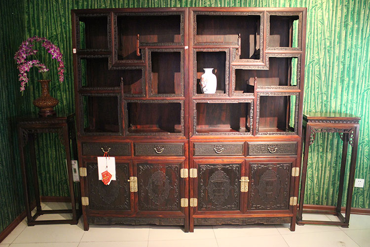 正宗红木材质老挝大红酸枝（交趾黄檀）书柜古典家具