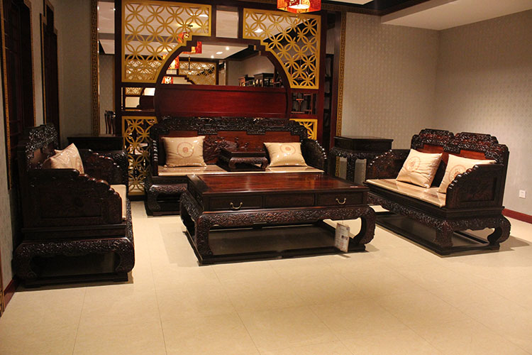 精细工艺红木沙发老挝大红酸枝（交趾黄檀）沙发套装