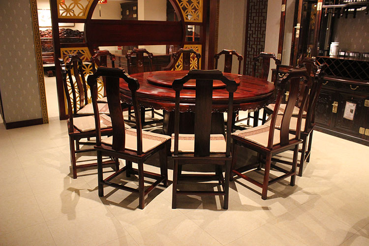 全新红木系列老挝大红酸枝（交趾黄檀）圆餐桌