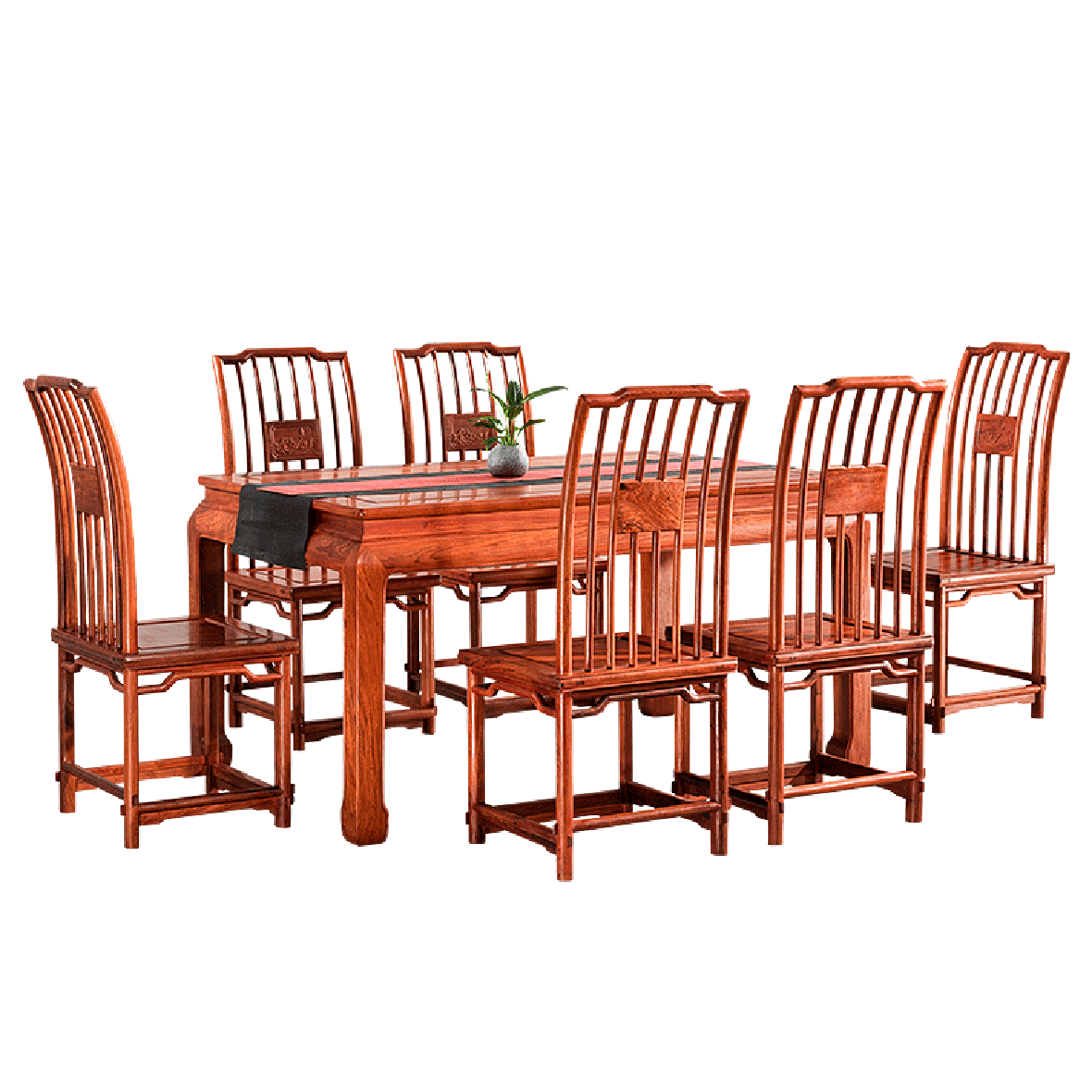 红木家具大果紫檀明式长方形餐桌餐椅