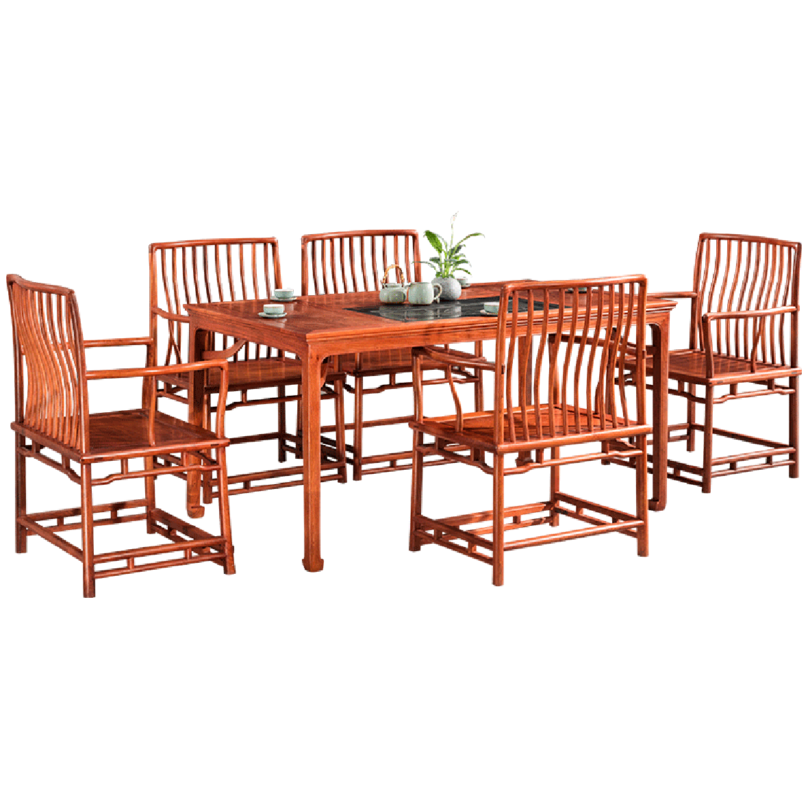 红木家具大果紫檀1.5米明式茶台茶桌椅