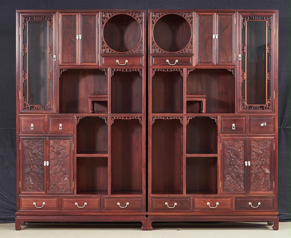 高端红木家具材质老挝红酸枝多宝柜博物架